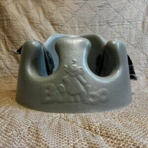 Bumbo Baby Infant Soft Foam Floor Booster Seat with Adjustable Harness, Gray
